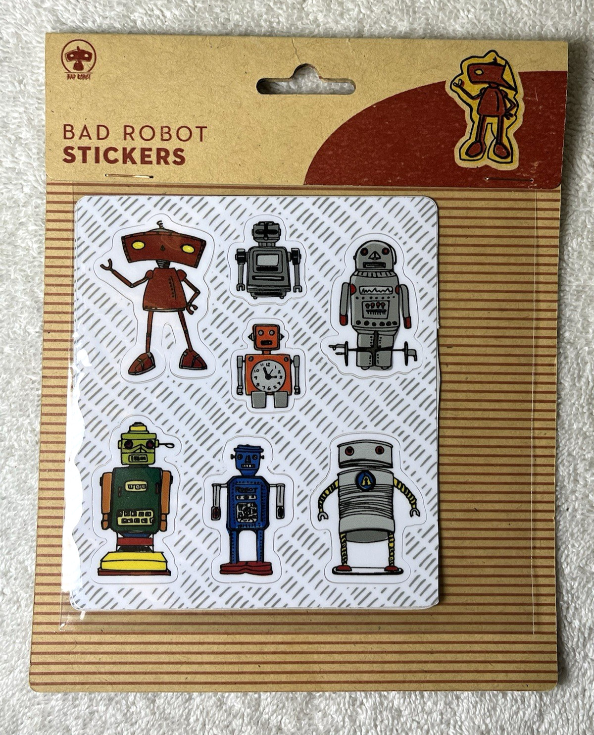 Pegatinas Bad Robot JJ Abrams Vintage Robots Taller Hojas de pegatinas SELLADAS ¡RARAS!