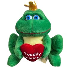 Plush Frog Russ Berrie Prince Nigel stuffed frog Holding Heart Toadily Yours 5  