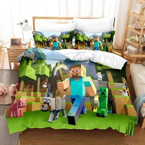 Minecraft Quilt Duvet Doon Cover Set Bedding Soft Kid Single Double Queen King - Picture 4 of 31