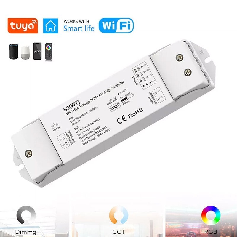 Controller Smart WiFi Tuya per LED 220V - Compatibile Google e Alexa