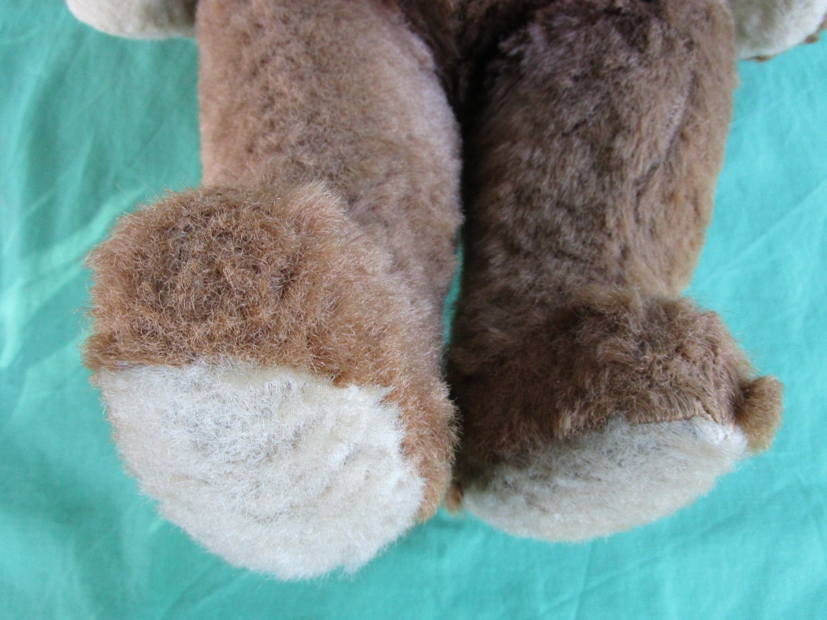 JOUET ENFANT PELUCHE grand ours ancien 70 cm frisure yeux plastique EUR