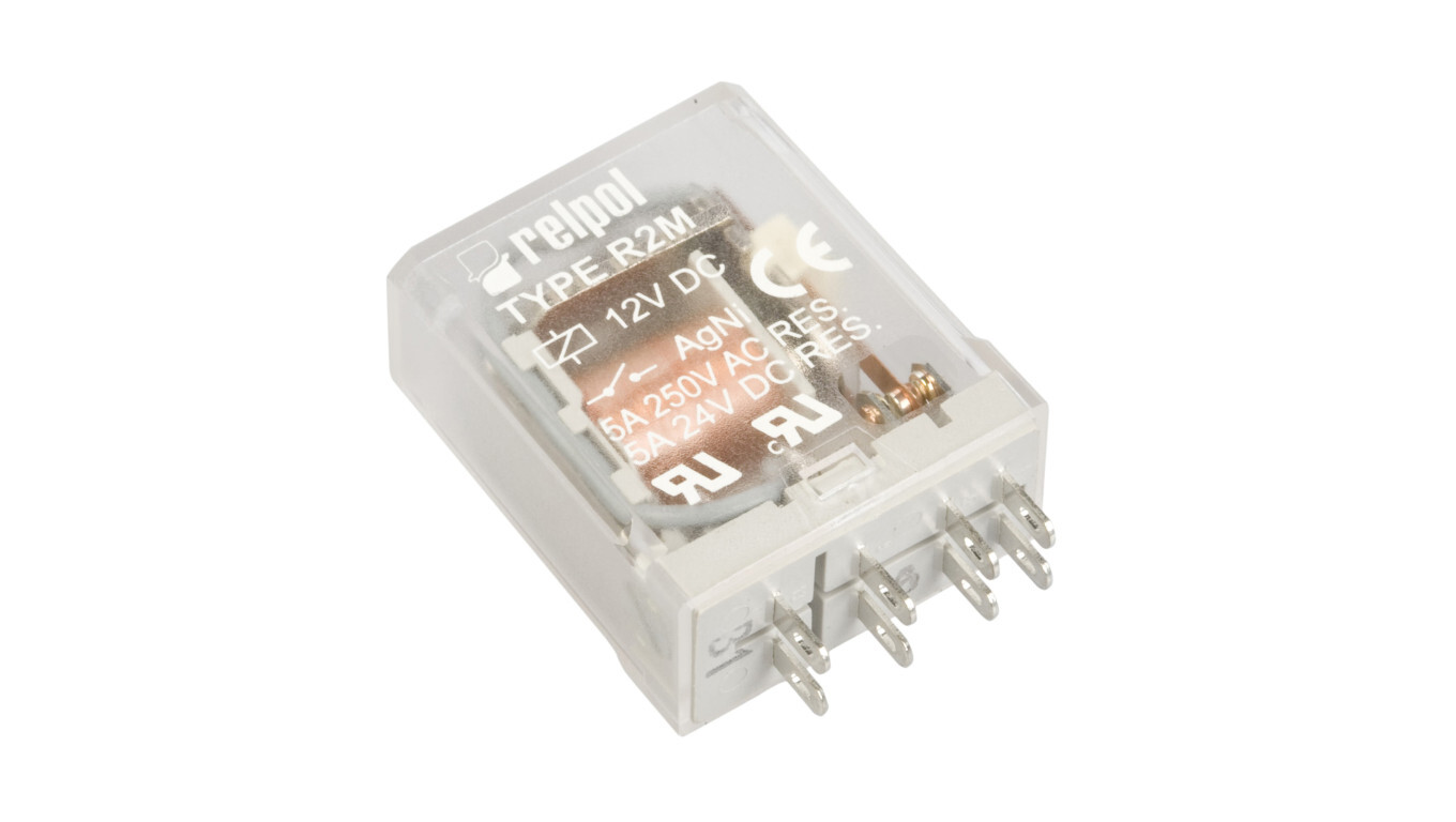 Industrial relay 2P 5A 12V DC AgNi R2M-2012-23-1012 617170 /T2UK