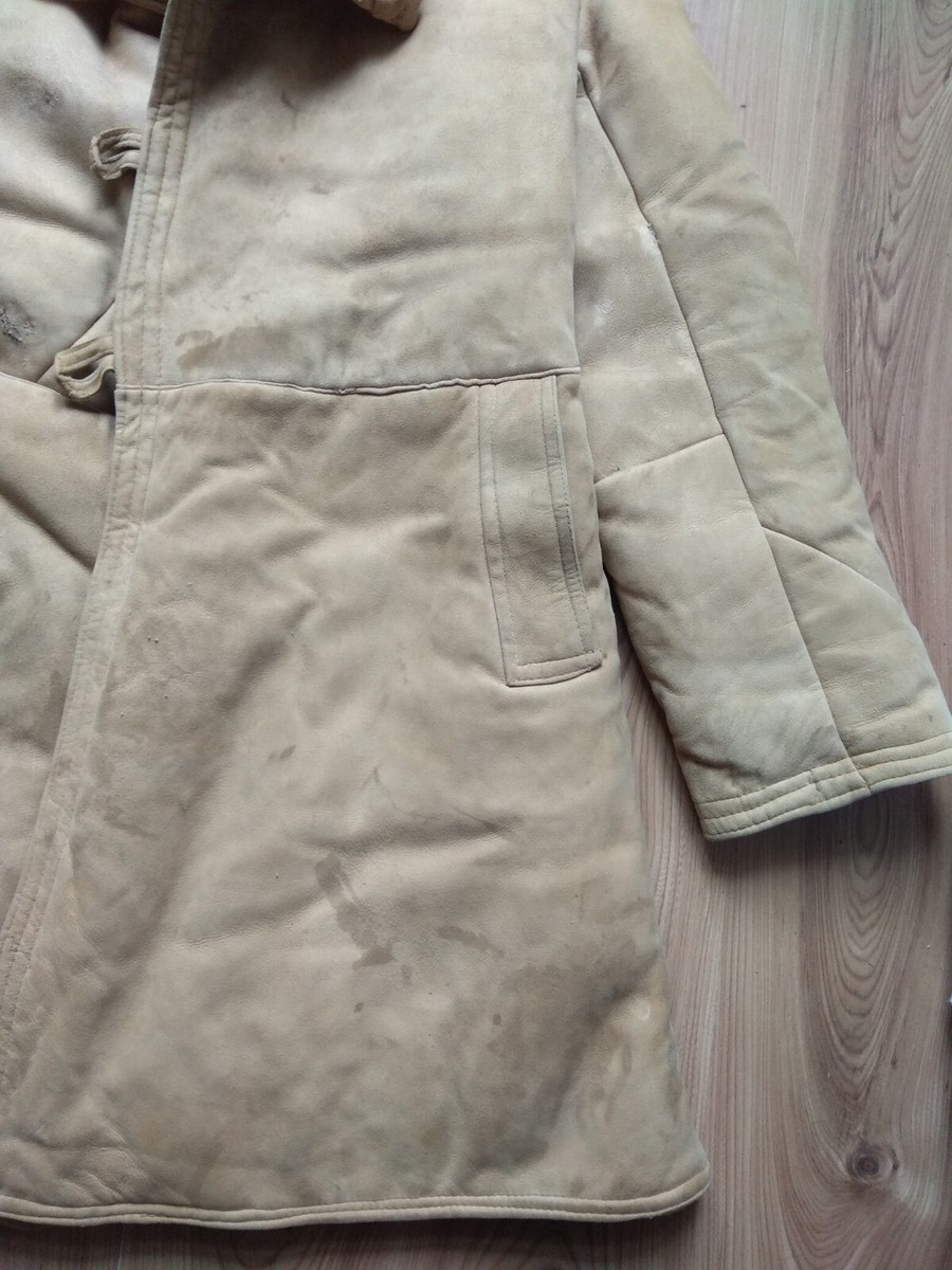 Vintage Soviet Army USSR Uniform Military Sheepskin Coat Bekesha