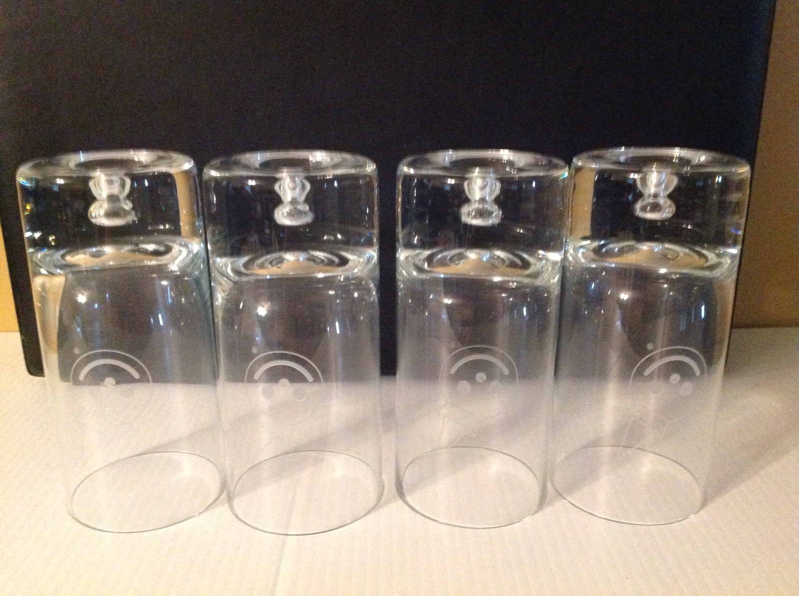 Krosno Poland Crystal Drinking Bar Glasses 4 Heavy Tumblers Etched