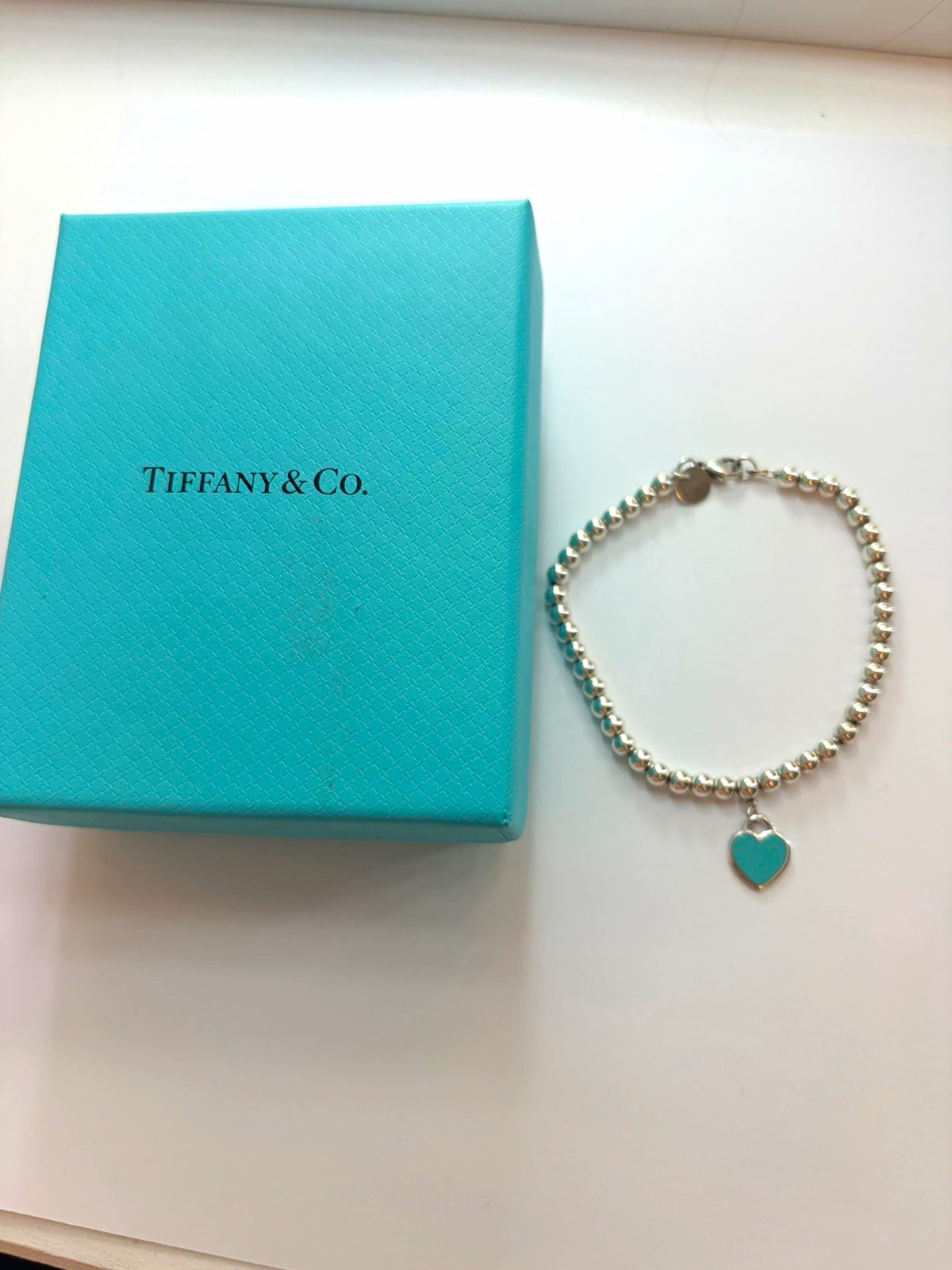 Tiffany & Co. 925 Sterling Silver Bead Bracelet Return to Tiffany Blue Heart
