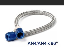 Nos Stainless Steel Braided Hose Line 4an To 4an 96 Nitrous 15270 Blue F
