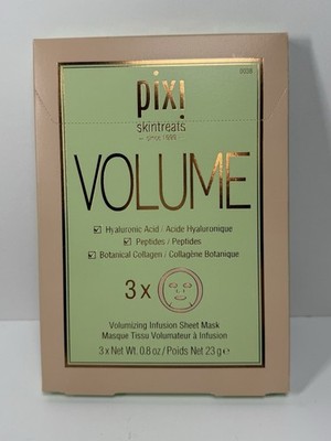 Pixi Volumizing Infusion Sheet Mask 3 Pack Hyaluronic Acid Collagen Face Neck