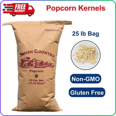 Amish Country Popcorn | 25 lb Bag | Medium White Popcorn Kernels, Old Fashioned