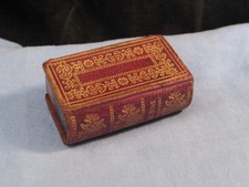 ANTIQUE VICTORIAN NEEDLE CASE PIN CUSHION BOX MINIATURE LEATHER POETRY BOOK POEM