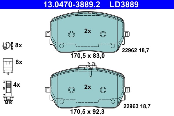 ATE BremsbeläGe Bremsbelagsatz FüR Mercedes-Benz GLE V167 W167 C167 X167-image