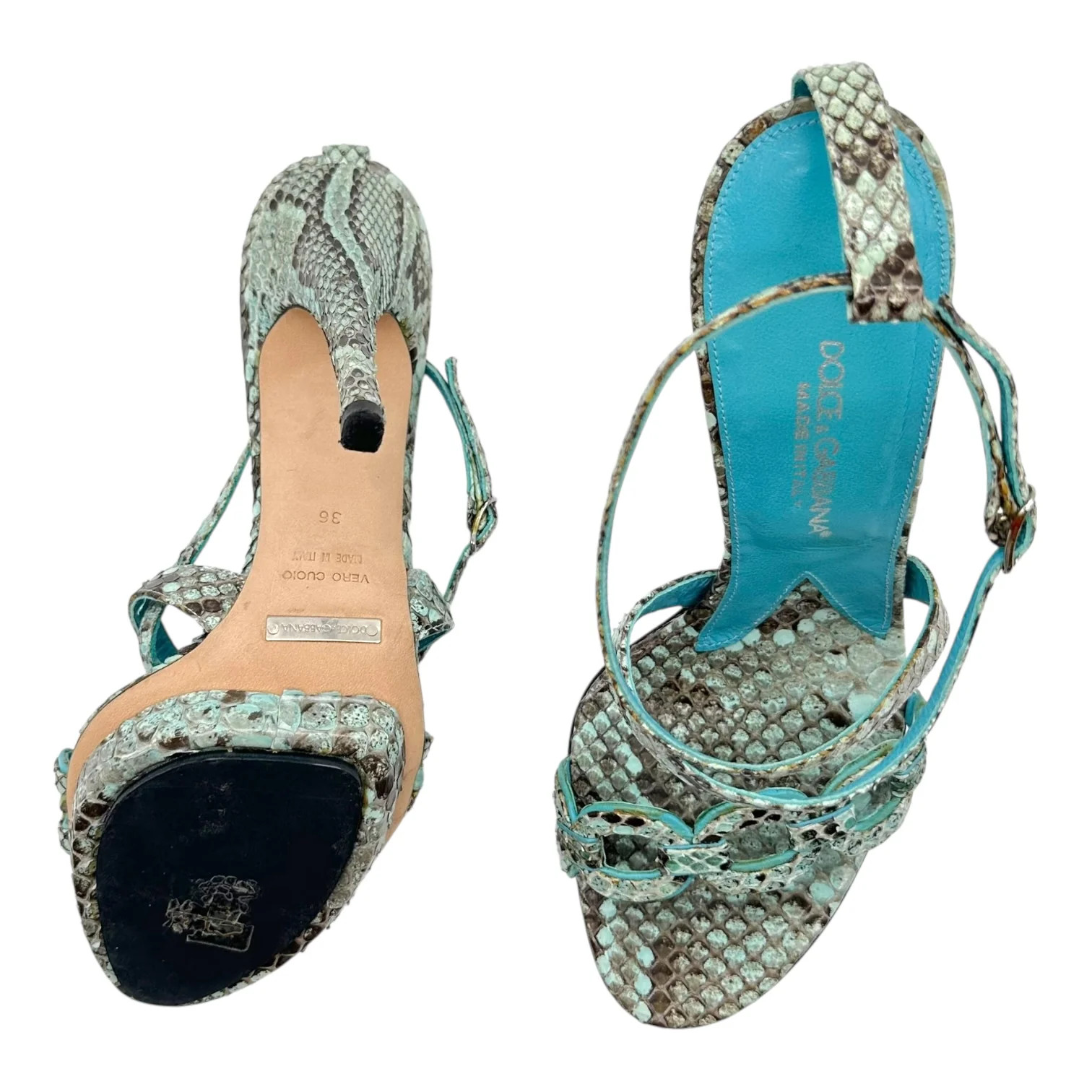 Dolce & Gabbana Blue Python Platform Sandal Heels - image 3
