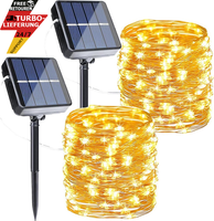 2 Pcs Solar Lichterkette 12M 120 Led Lichterkette Wetterfest 8 Modi Kupferdraht
