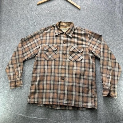 Vintage Santa Cruzer Shirt Mens M Brown Plaid Flannel Snap Button Long Sleeve