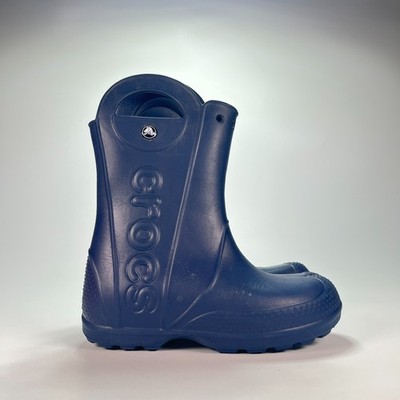 Crocs Handle It Navy Blue Pull On Waterproof Rain Boots 12803 Youth Size 2
