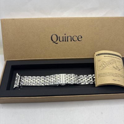 Quince Stainless Steel Pave Crystal Bracelet Apple Watch Band Silver NIB
