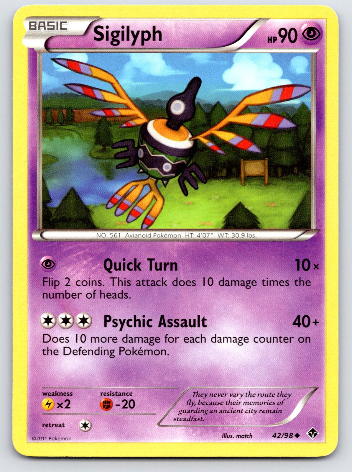 Sigilyph (42) - Emerging Powers 42/98 - MP Condition