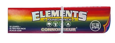 12 Heftchen Elements Rainbow Connoisseur King Size Slim 32 Papers + Tips