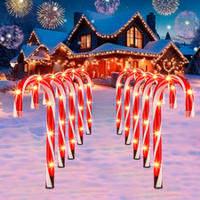 Candy Cane Christmas Lights Outdoor, 10 Inch Lighted Candy Cane Yard Lights with