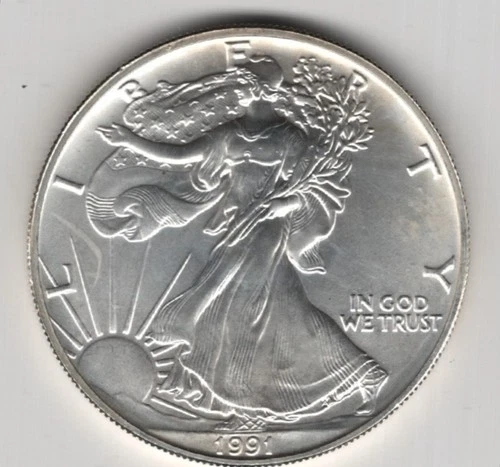 1991 WALKING LIBERTY AMERICAN EAGLE .999 FINE SILVER DOLLAR COIN 1oz. $1 USA
