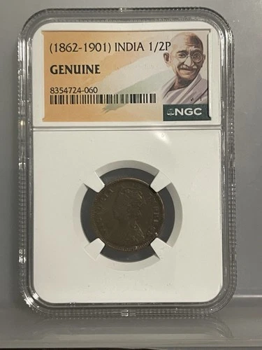 1885 India ½ Pice Queen Victoria – NGC Genuine (Victoria Era Coin)