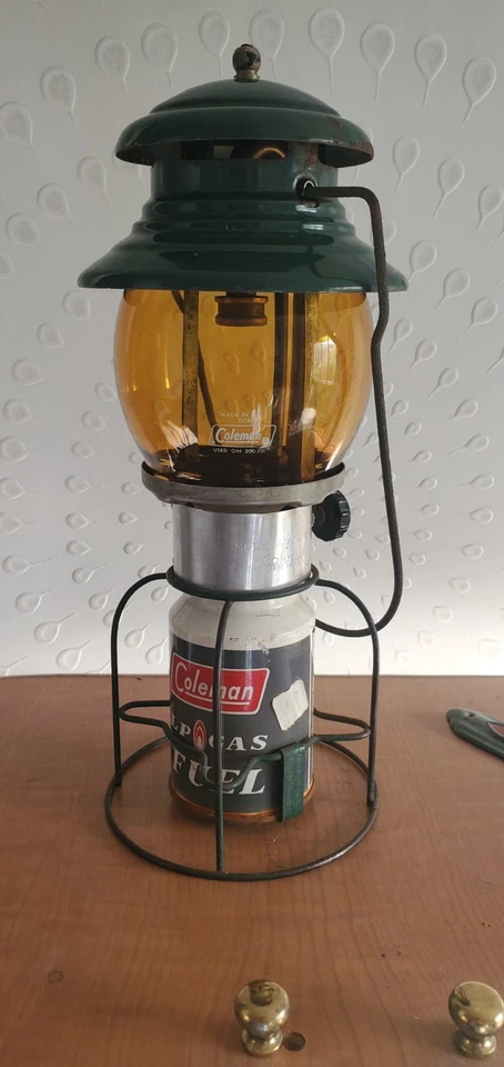 Vintage Coleman 5101 LP Lantern,  Coleman amber globe, empty canister. - image 3 of 4