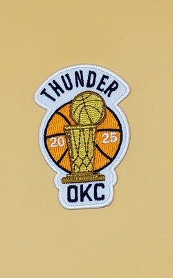 OKLAHOMA CITY THUNDER 2.5'' CHAMPIONS OKC IRON ON METALLIC GOLD Embroidered PATCH
