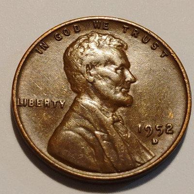 1952 D - BN - COPPER - 1 - 3.12 GRAMS