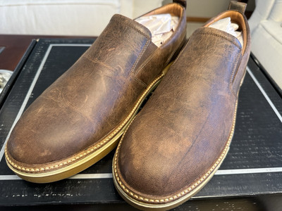 Lucchese Men's Chocolate Cowhide Mad Dog After-Ride Slip-On Shoes Size 14 M!