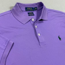 Polo Ralph Lauren Mens Slim Fit Stretch Mesh Polo Shirt Purple Green Pony Logo M