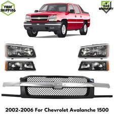 Front Grille Assembly Headlights Kit For 2002-06 For Chevrolet Avalanche 1500