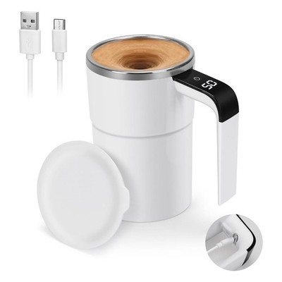 Self Stirring Mug, Auto Magnetic Coffee Mug With LED Display Temperature, Rechar