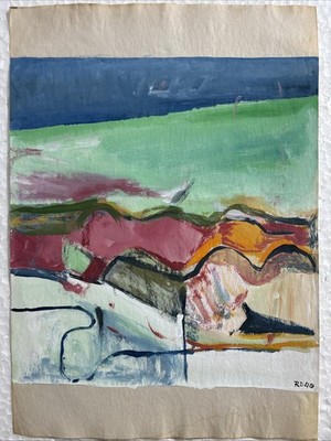 Richard Diebenkorn  drawing on old paper signed stamped vintage