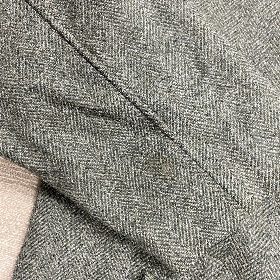 Abrigo Eddie Bauer Lana Espiga Tweed Hombre’s XL Alto Cuero Cuello EE. UU. Foto 3 de 4