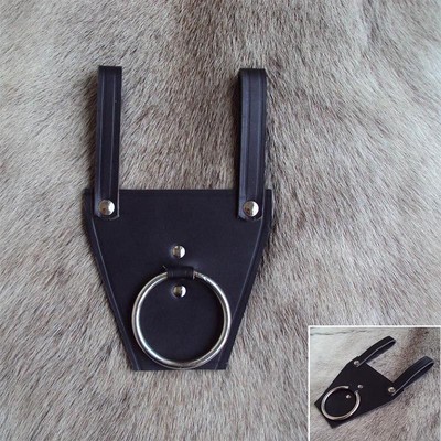 Brauner Leder Axt Ring / Frosch. Für Kostüm LARP & Reenactment
