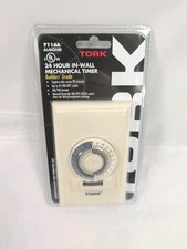 24 Hour Mechanical In-Wall Timer, 15A Tork 711AA UL Listed 1000W Tungsten 1/3 HP