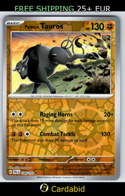 Paldean Tauros - - PAL #108/193 SV02: Paldea Evolved Reverse Holo Shin Nagasawa