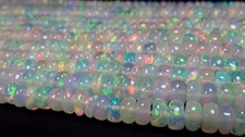Natural Opal Fire Welo Ethiopian Sparkle Smooth Gems Beads 8 Inch 3-6 mm GV-4453