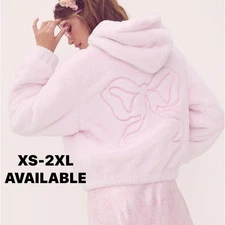 PINK x LoveShackFancy Faux-Fur Bomber Jacket NEW SEALED PACKAGING SIZES XS-2XL