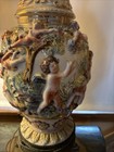 Vintage 35" CAPODIMONTE PAINTED PORCELAIN Table Lamp Italy 18 CHERUBS Amazing — photo 3