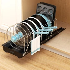Golener Pots and Pans Organizer Under Cabinet - 22" Deep Expandable Pot Organ...