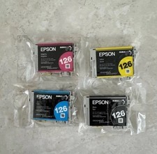 4 Pack Genuine Epson 126 Black Color Ink Cartridge Yellow Cyan Magenta Bag OEM