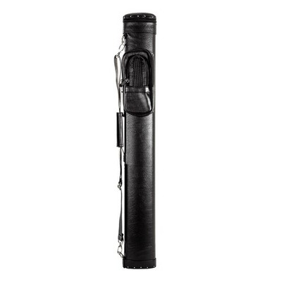 HARD CUE CASE 2B/2S BLACK VINYL OVAL w/ SHOULDER STRAP ZIPPERED FELT-LINED