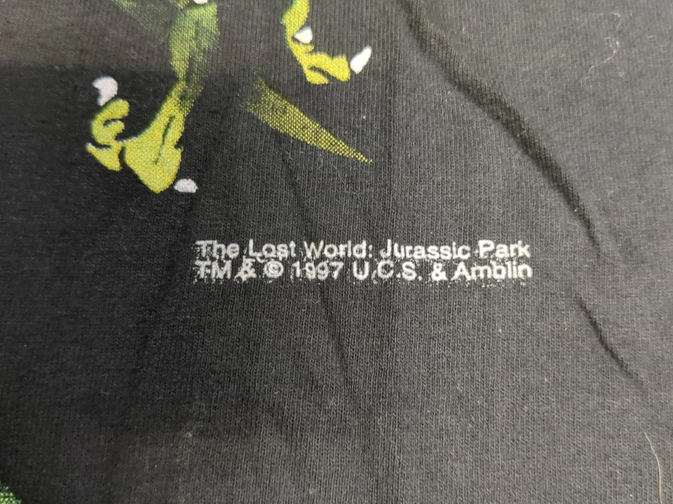 Vtg 1997 Jurassic Park The Lost World Kids Boys Black T Shirt Sz XL - Image 2 of 4