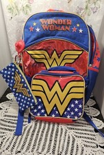Wonder Woman 16" Backpack and Detachable small zippered lunch pack 8" x 7"