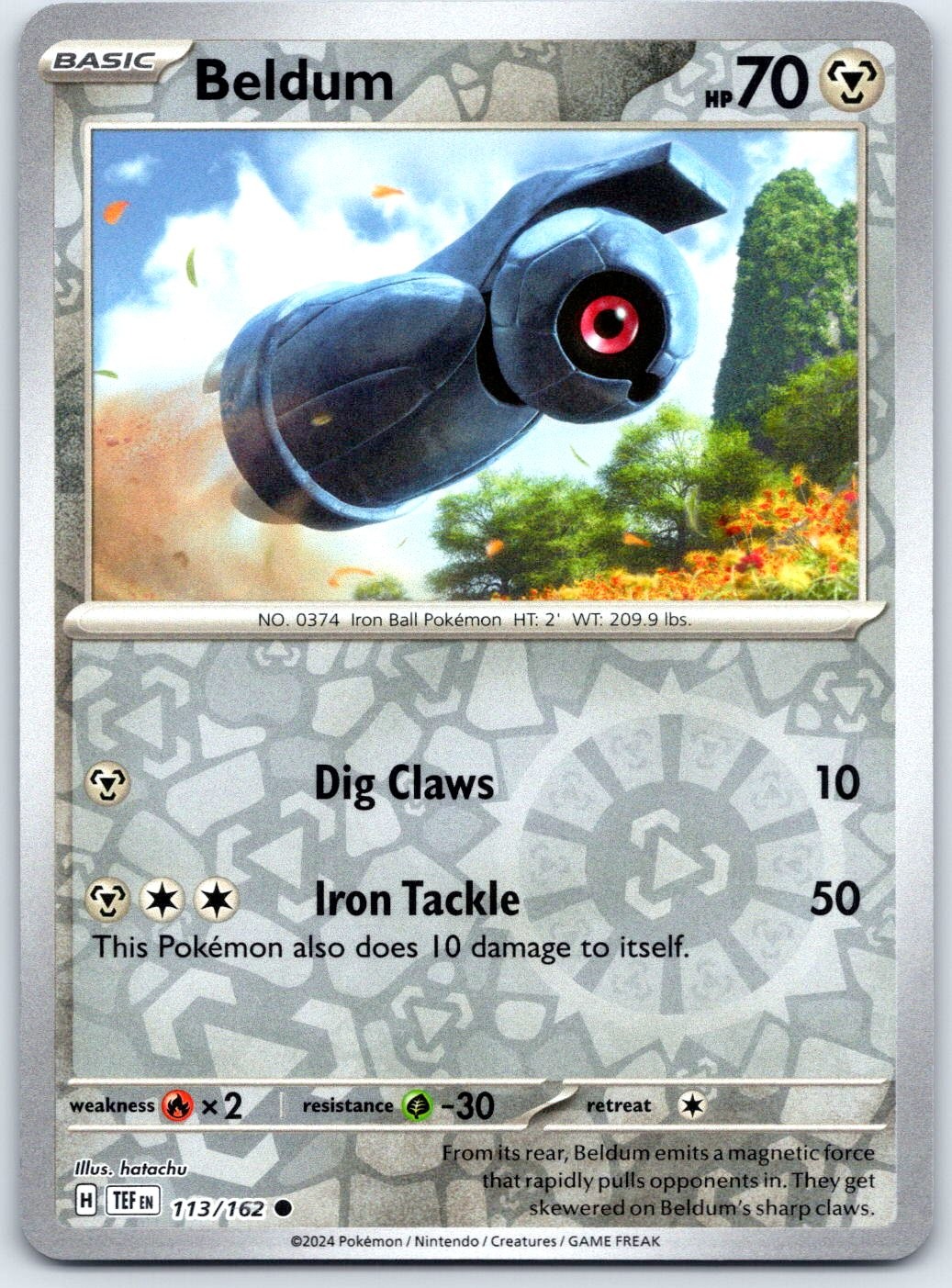 Pokemon Beldum Reverse Holofoil SV05: Temporal Forces 113/162 NM