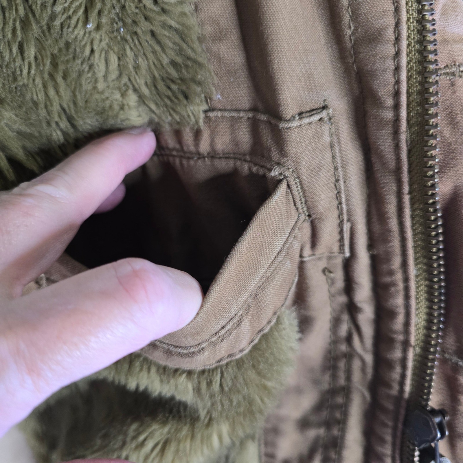 Fat Face canvas faux fur lined mens utility jacket coat M image 9