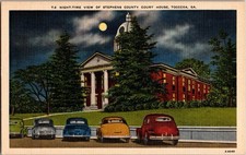 Vintage Postcard Stephens County Courthouse Views Toccoa, GA 1940s Night KG5
