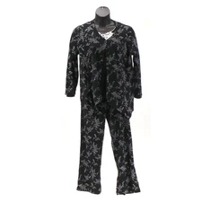 Carole Hochman Interlock Etched Floral 3-Piece Pajama Set Black
