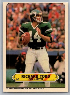 1983 Topps #30 Richard Todd Stickers
