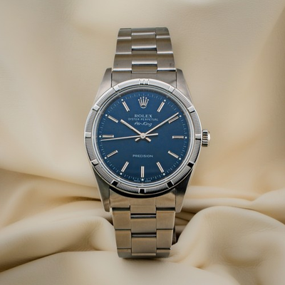 #ad 2001 Rolex Air King 34mm Box amp; Papers Excellent Condition Blue Dial Unique Bezel $5947.00
